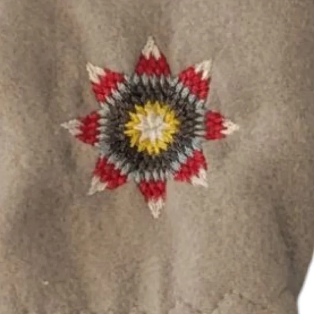Fleece Gloves Native Inspired Embroidered Tribal Southwest Western Sunburst Boho